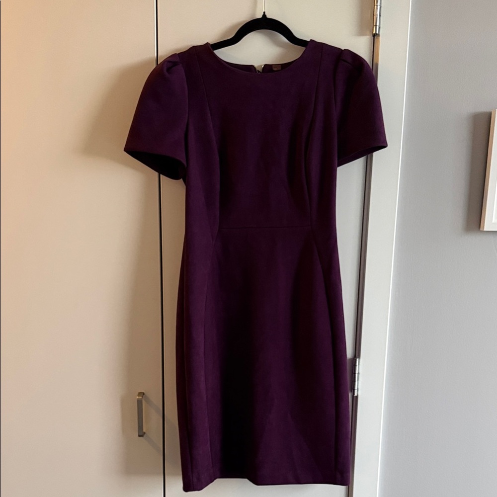 Calvin Klein Collection Deep Plum Short-Sleeve Sheath Dress